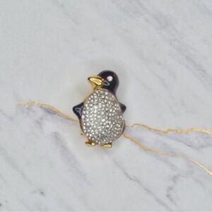 Penguin Brooch with Silver and Gold Accents